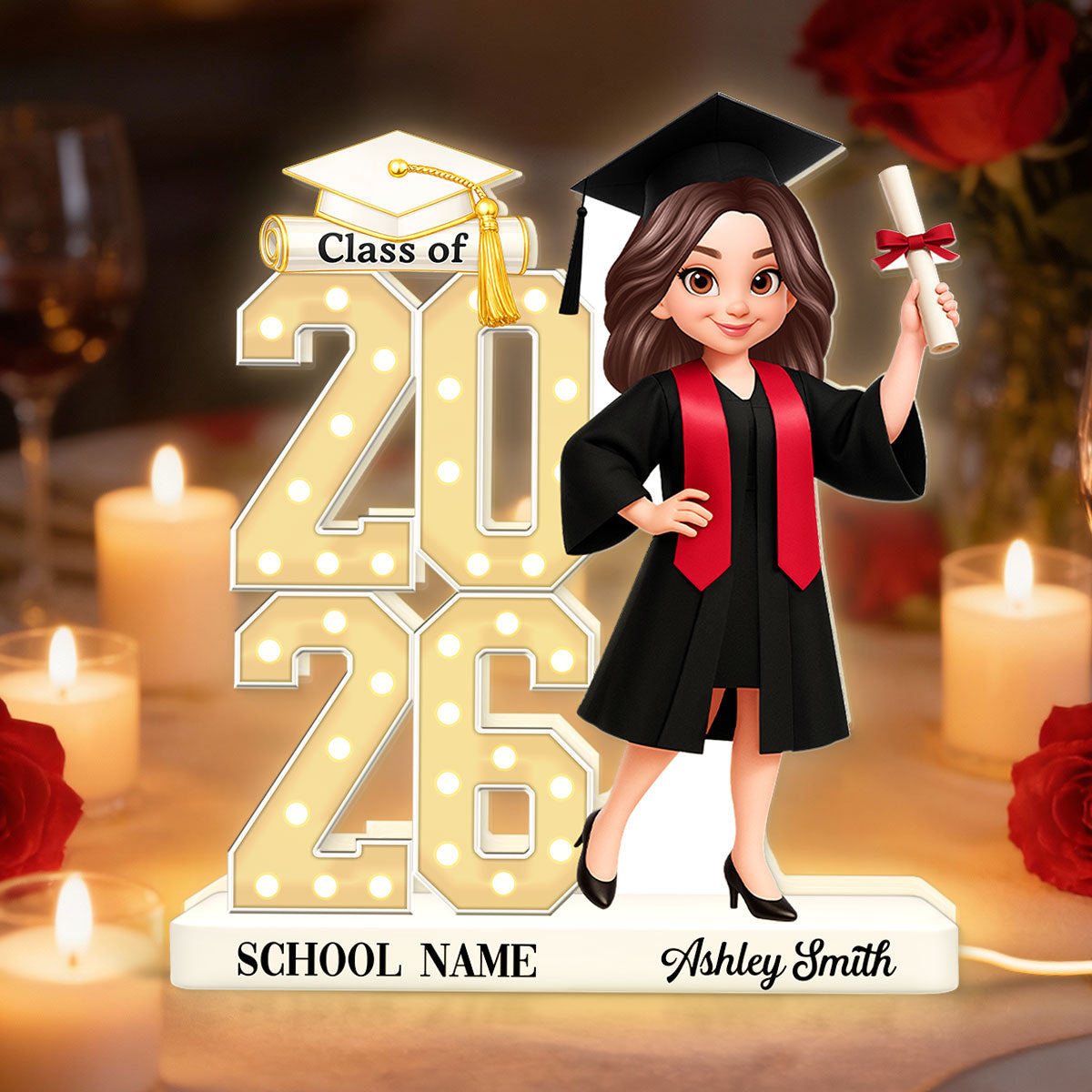 Class Of 2026 2027 Senior 2D Flat - Personalized Light Box - Graduation Gift For Graduates, Daughter, Son