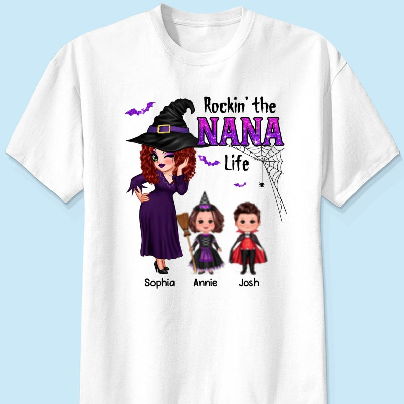 Pretty Grandma Halloween Rockin‘ The Grandma Mom Auntie Life Personalized Shirt