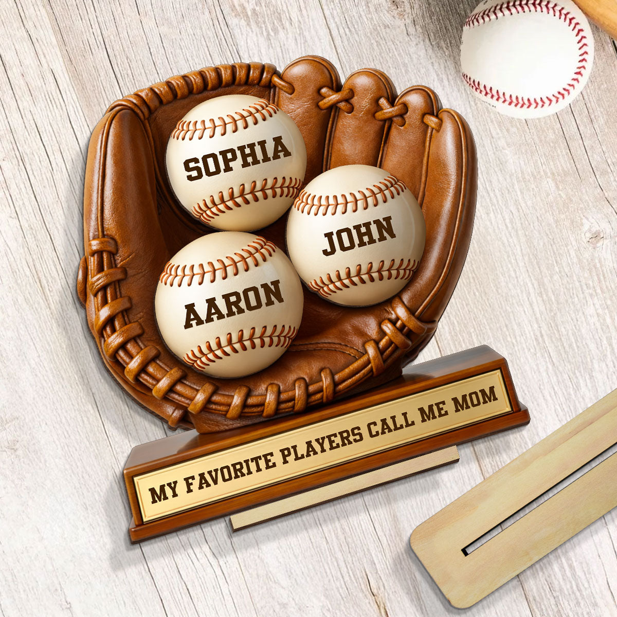 My Favorite Players Call Me Mom - Personalized 2-Layered Wooden Plaque - Sentimental Keepsake, Mother's Day Gift for Mom, Wife