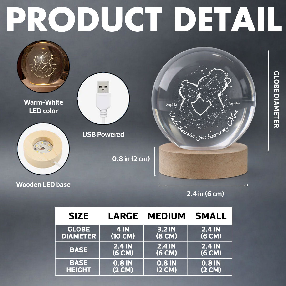 Under These Stars You Became My Mom - Personalized Crystal Ball - Heartfelt Gift For Mom, Grandma
