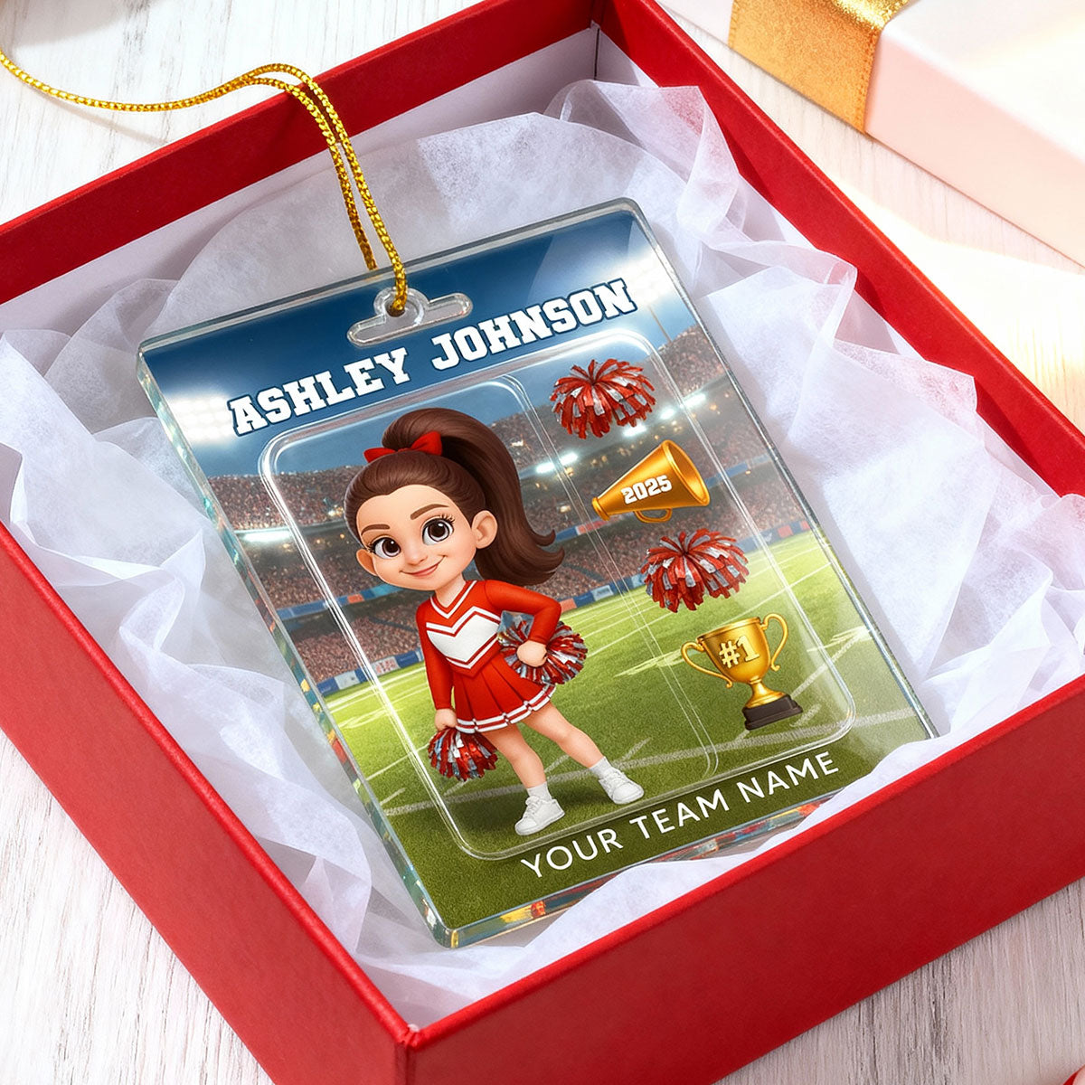 3D Effect Cheerleader Custom Figure Style - Personalized Acrylic Ornament - Christmas Gift For Cheerleaders