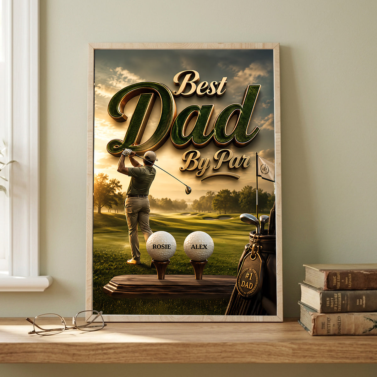Golf Best Dad By Par - Personalized Poster - Father's Day Gift For Dad, Husband