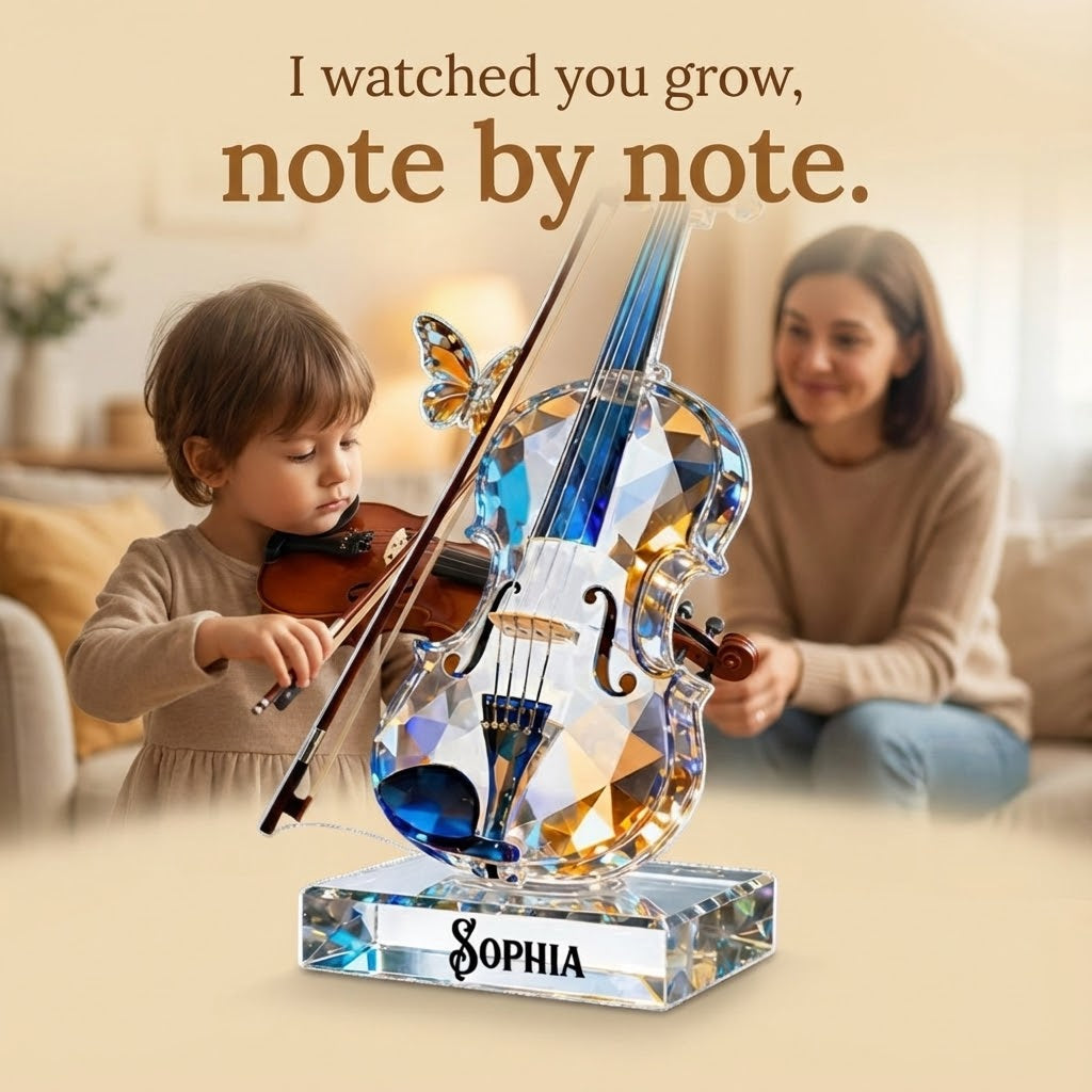 Violin Music Crystal Effect - Personalized Acrylic Ornament - Unique Gift For Violinist