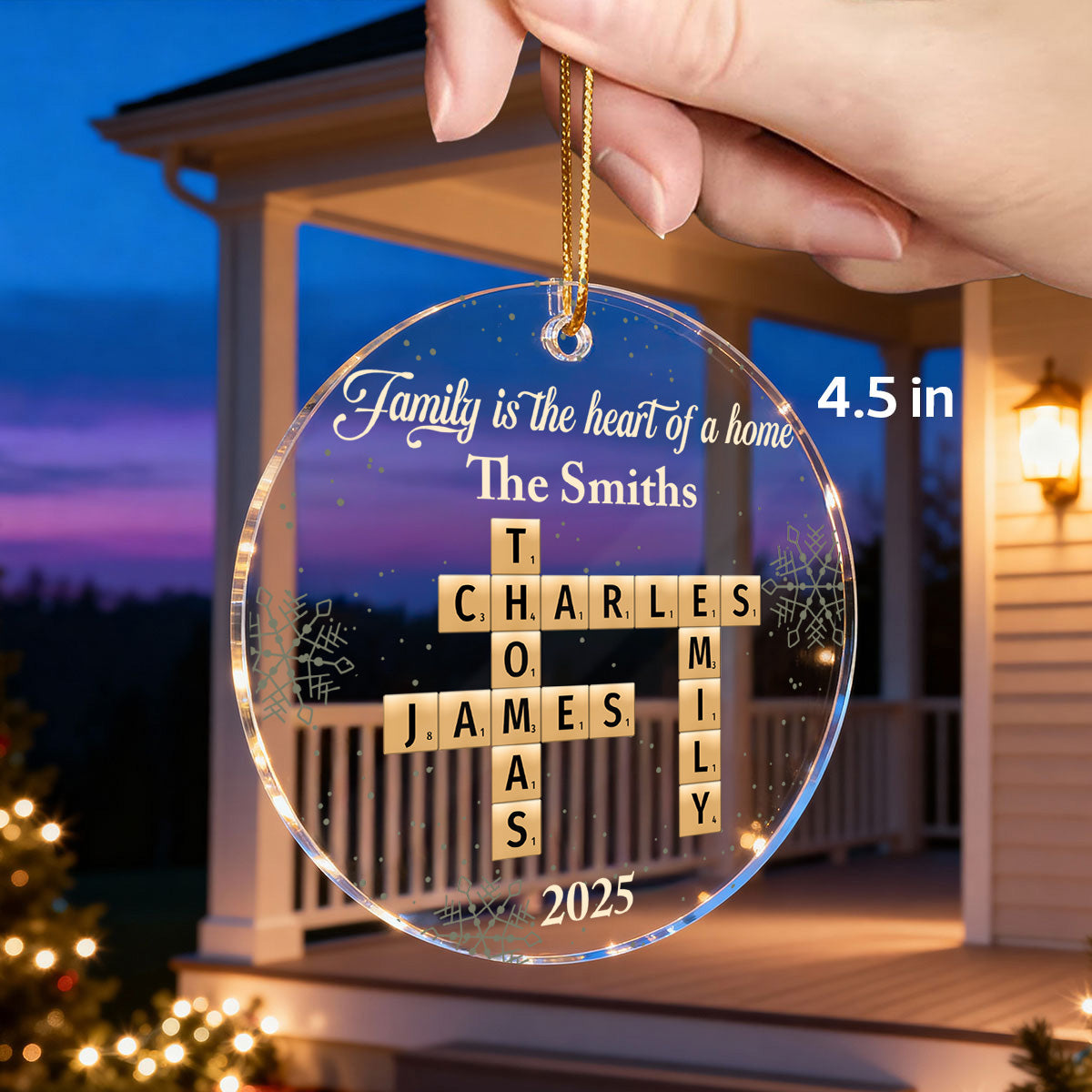 Family Is The Heart Of A Home Crossword Puzzle Art - Personalized Acrylic Ornament