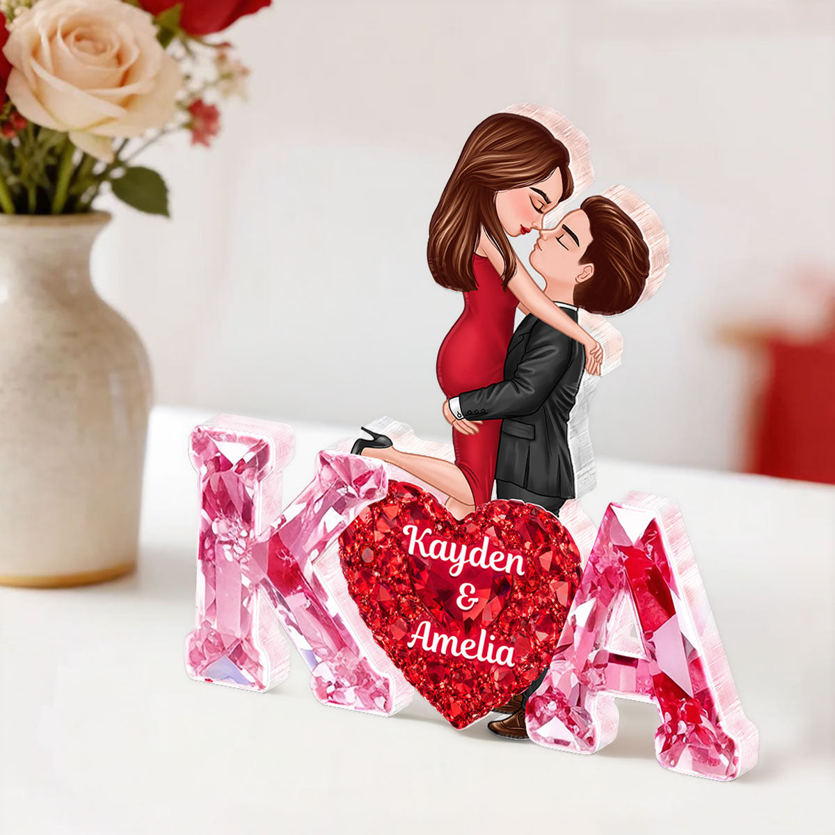 Loving Couple Initial - Personalized Acrylic Block Plaque - One of a Kind Gift for Her, Gift for Him
