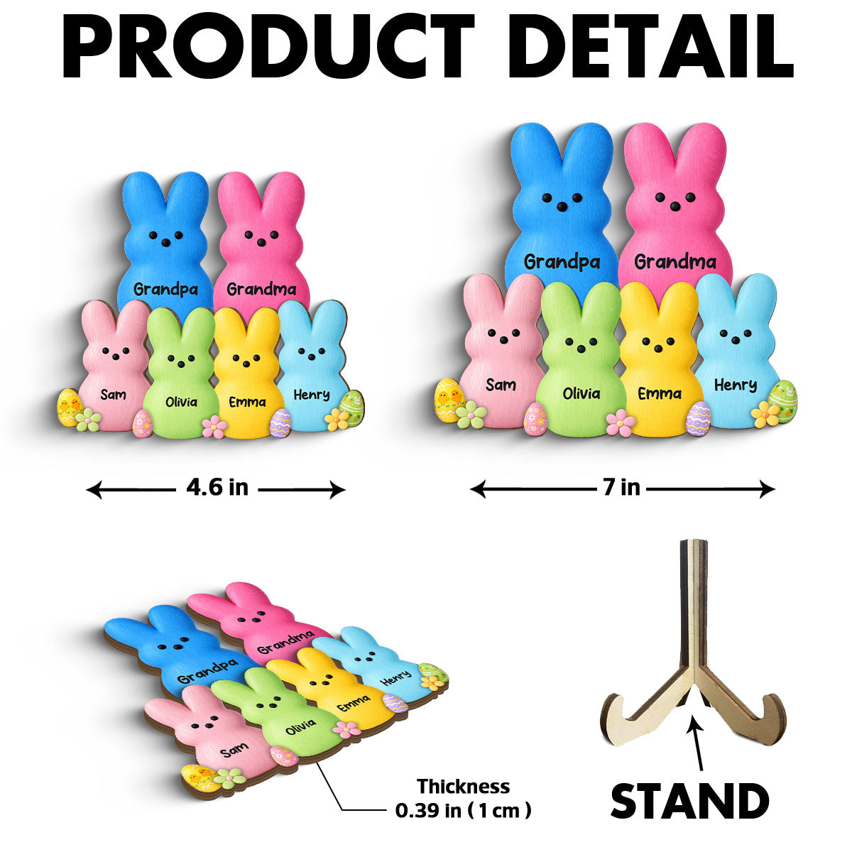 Grandma & Grandpa Little Bunnies Happy Easter - Personalized 2-Layered Wooden Plaque - Gift For Grandparents, Easter Decoration