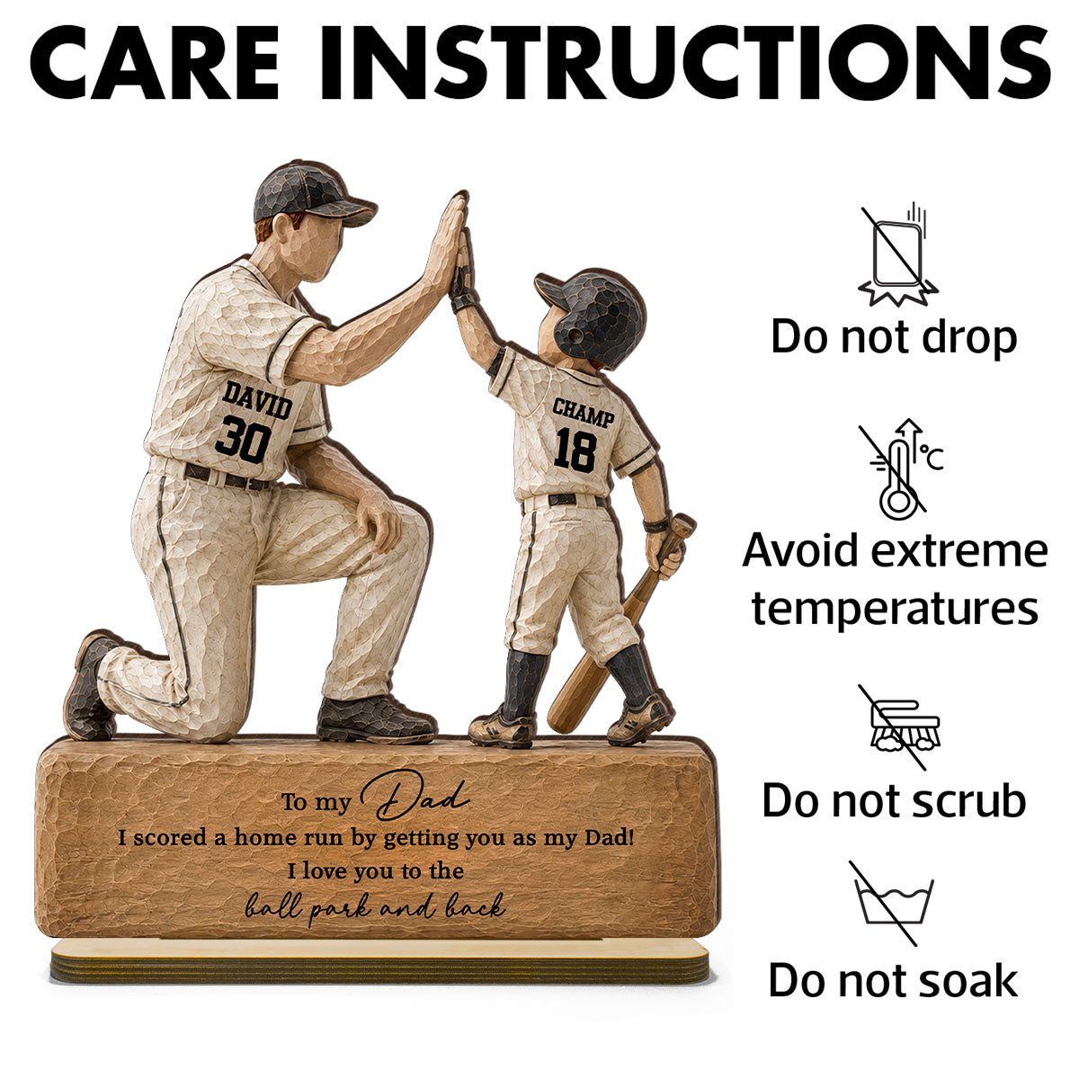 I Scored a Home Run with You as My Dad - Personalized 2-Layered Wooden Plaque -  Gift for Dad from Son Daughter