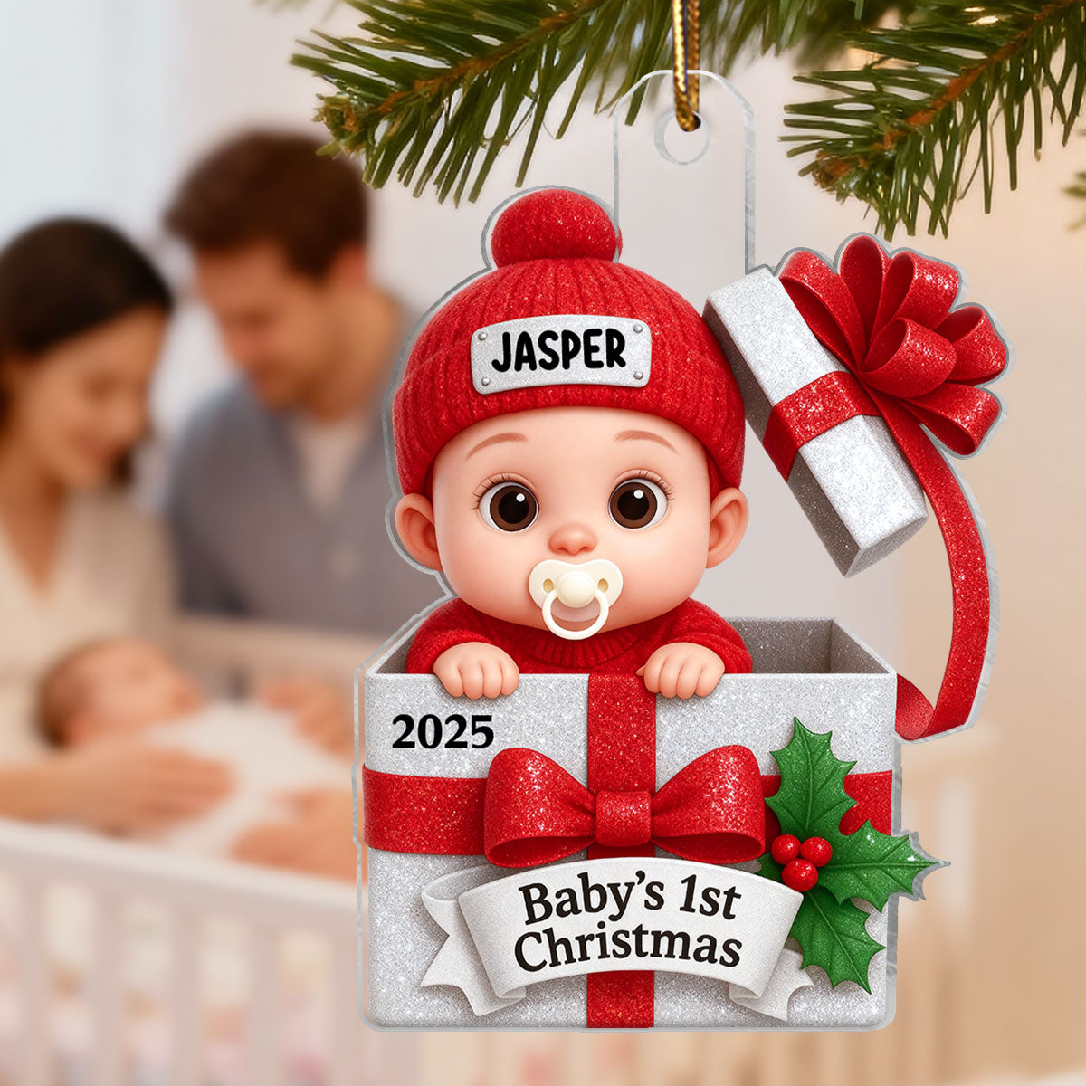 3D Shining Effect Baby's First Christmas - Personalized Acrylic Ornament