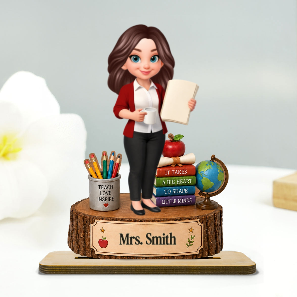 Teacher Things It Takes A Big Heart To Shape Little Minds - Personalized 2-Layered Wooden Plaque - Back To School Gift For Teacher, Classroom Decor