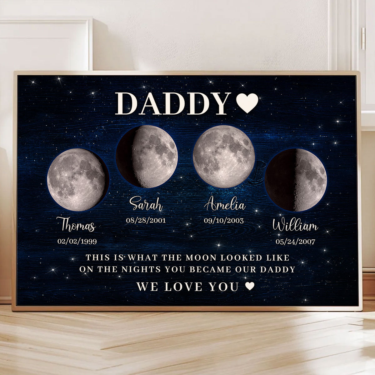 The Days You Became Our Daddy, Custom Moon Phase by Date - Personalized Poster - Father's Day Gift for Dad, Husband