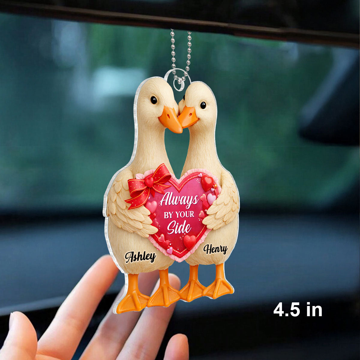 Two Hearts One Love - Personalized Car Hanger - Valentine's Gift For Him, For Her, For Couple