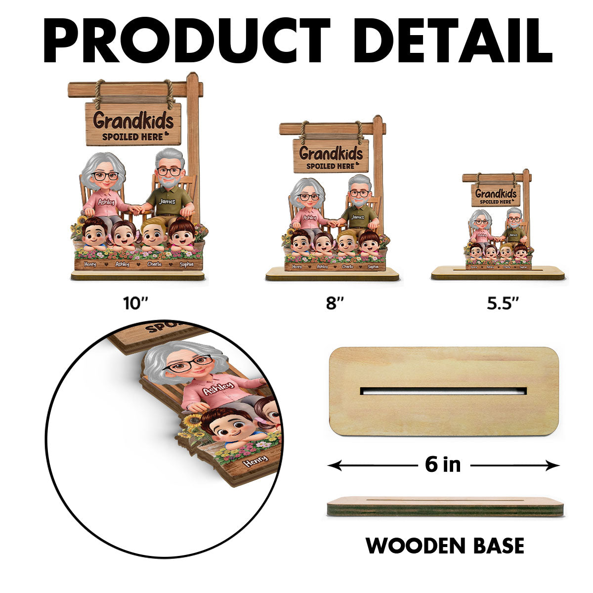 Grandkids Spoiled Here - Personalized 2-Layered Wooden Plaque - Gift for Grandma Grandma