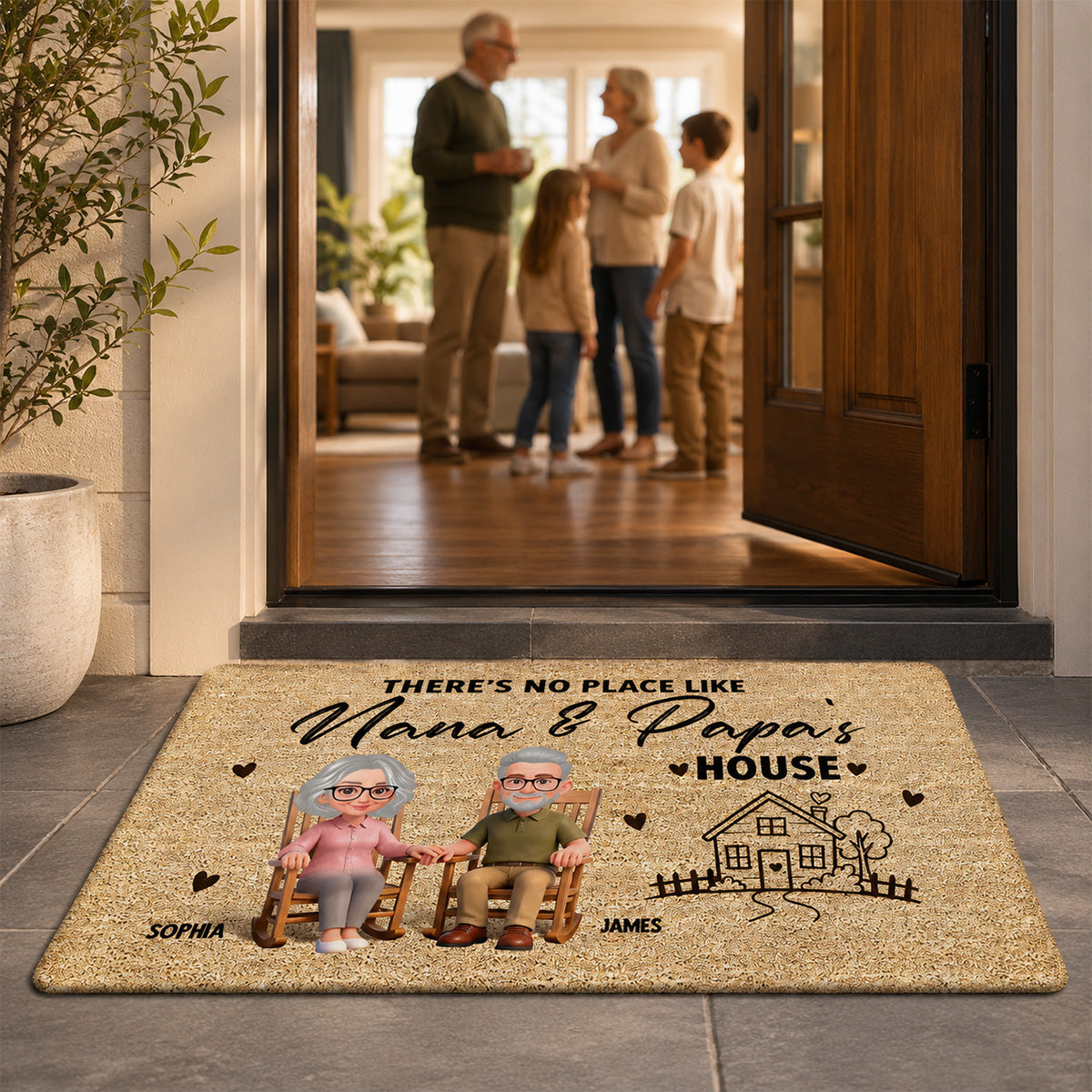 No Place Like Grandparents' House - Personalized Doormat - Home Decor Gift, Grandkids Welcome Decorations
