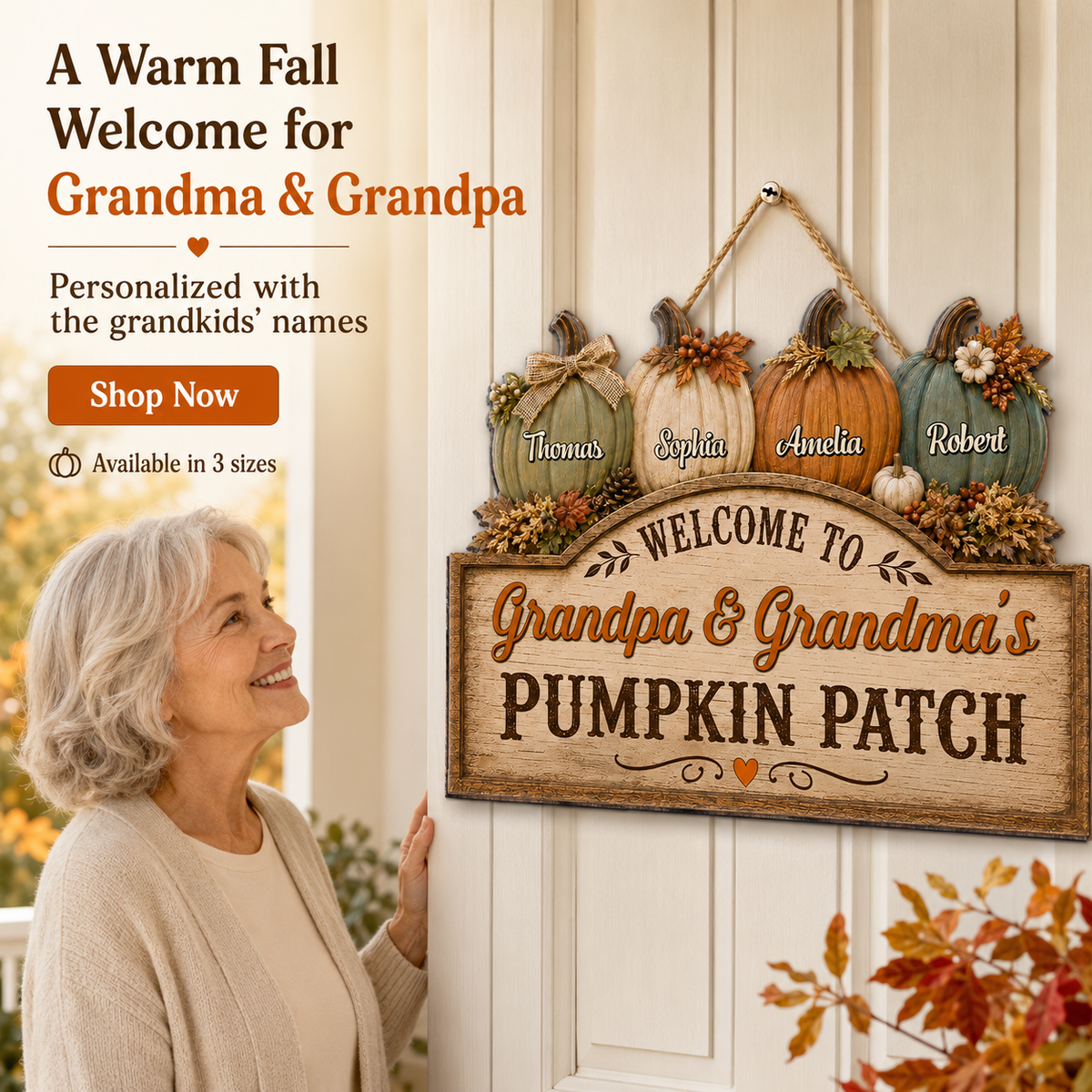 Welcome To Grandma Grandpa Pumpkin Patch 2D Flat - Personalized Door Hanger
