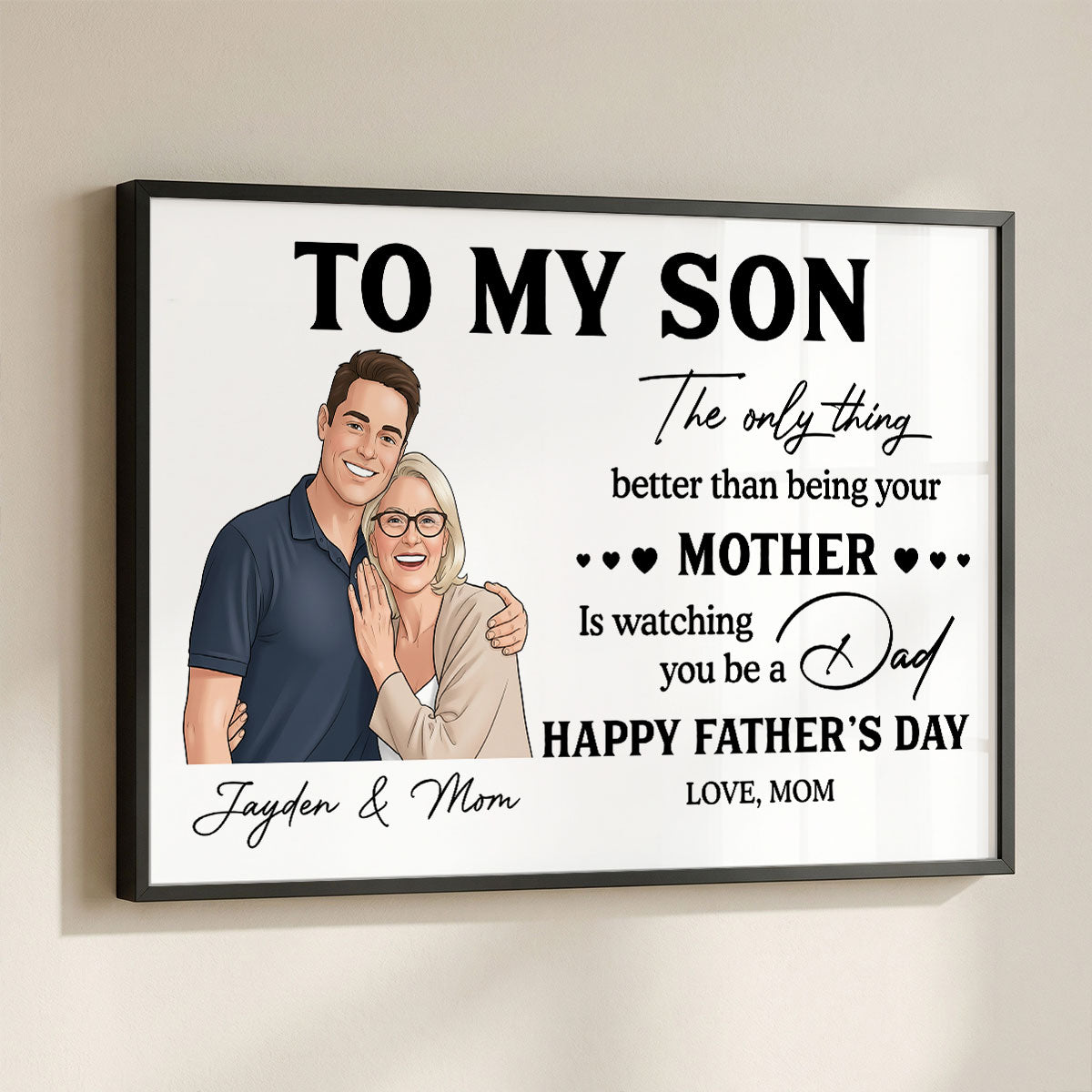 Portrait Color Drawing Style To My Son From Mom - Personalized Poster - Father's Day Gift For Son