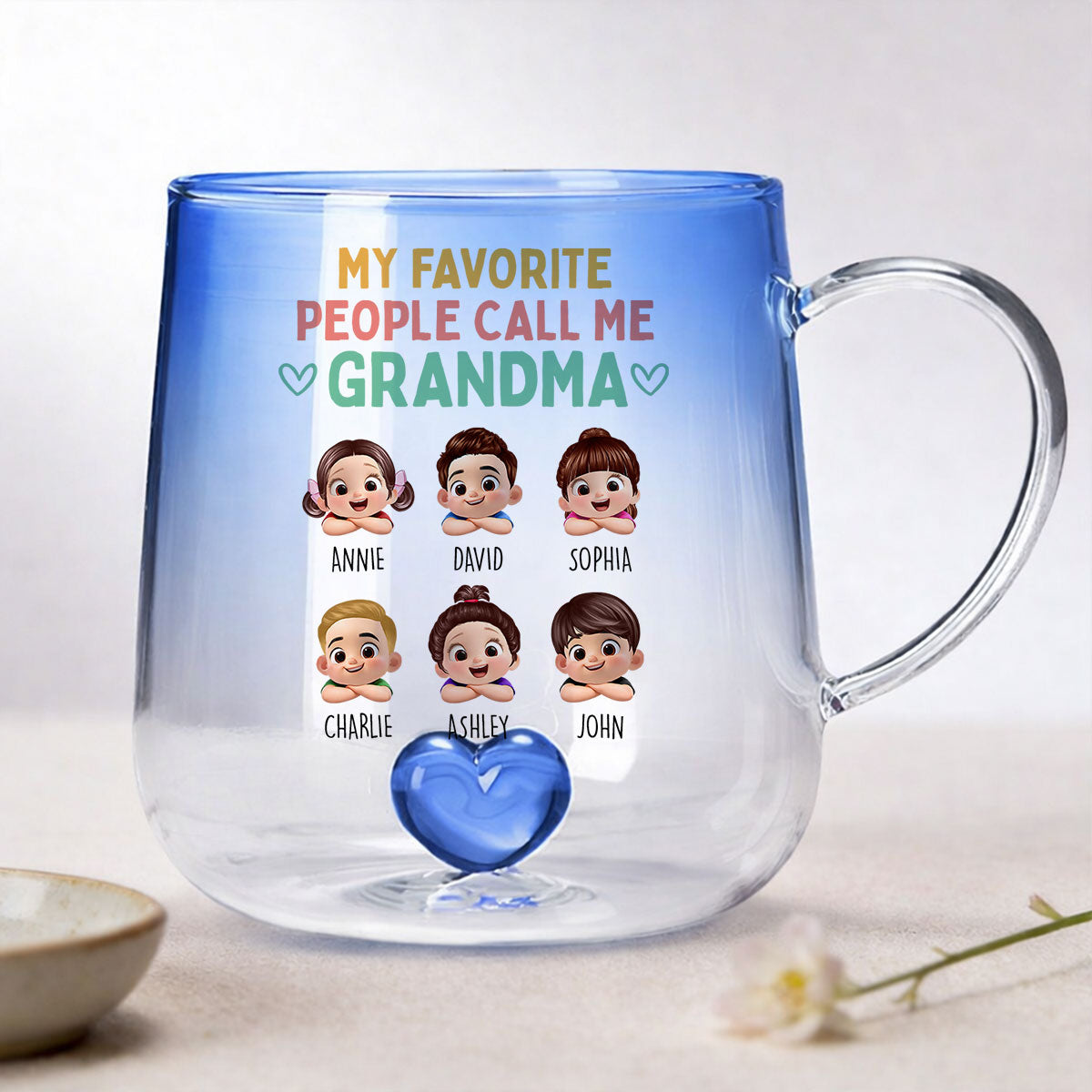 My Favorite People Call Me Grandma - Personalized Glass Mug - Heartfelt Mother's Day Gift for Grandma, Wife