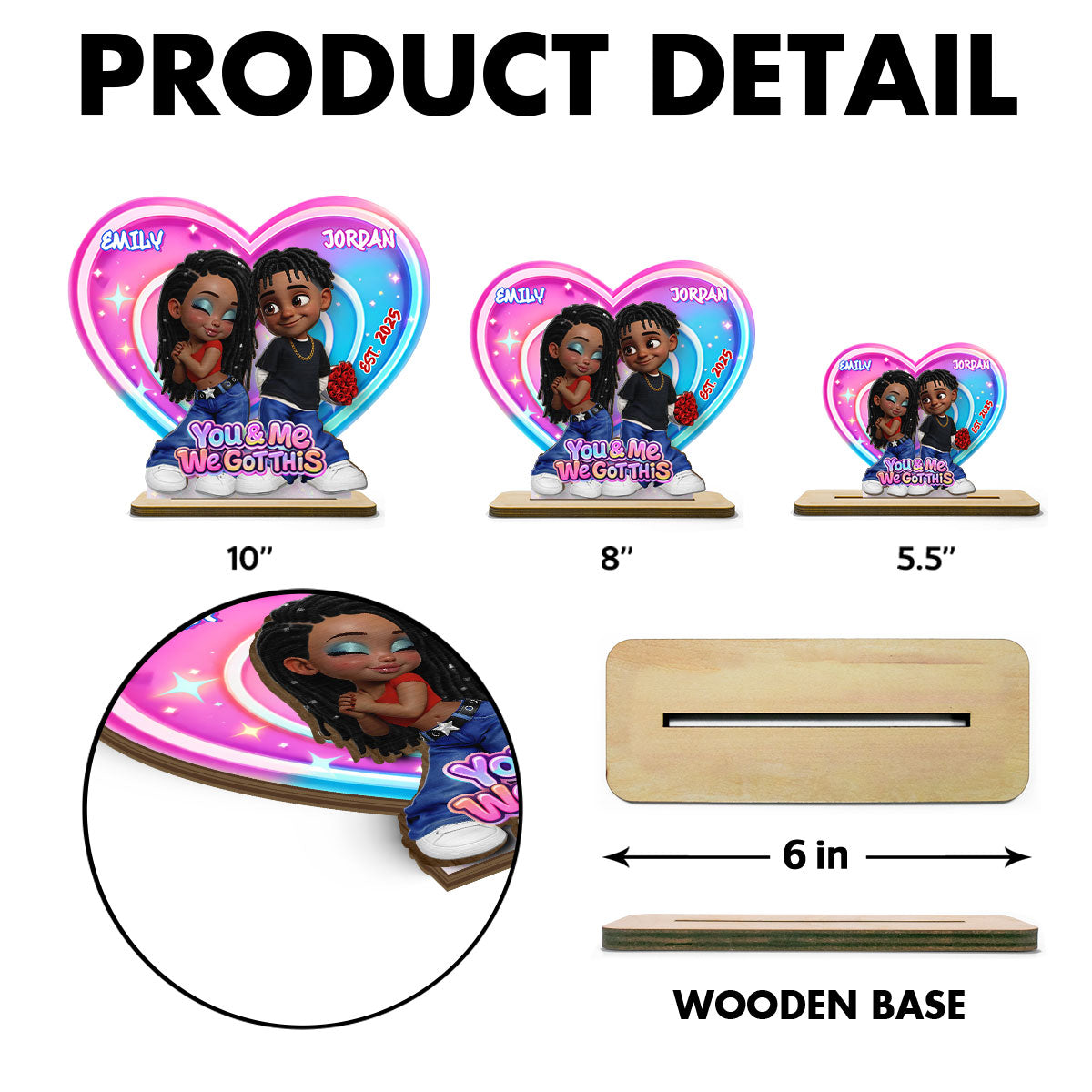 Eternal Love Y2K Couple Aura Heart Aesthetic - Personalized 2-Layered Wooden Plaque - Unique Valentine's Day Gift For Him, Gift For Her