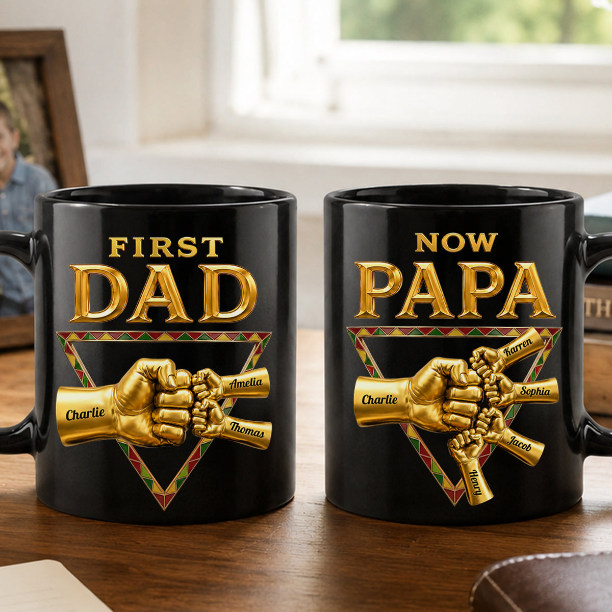 First Dad Now Grandpa - Personalized Mug - Father's Day Gift for Grandpa, Dad, Husband