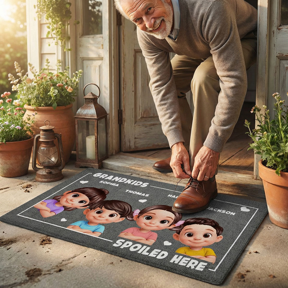 Grandkids Spoiled Here - Personalized Doormat - Mother's Day Gift For Grandma, Gift For Grandparents