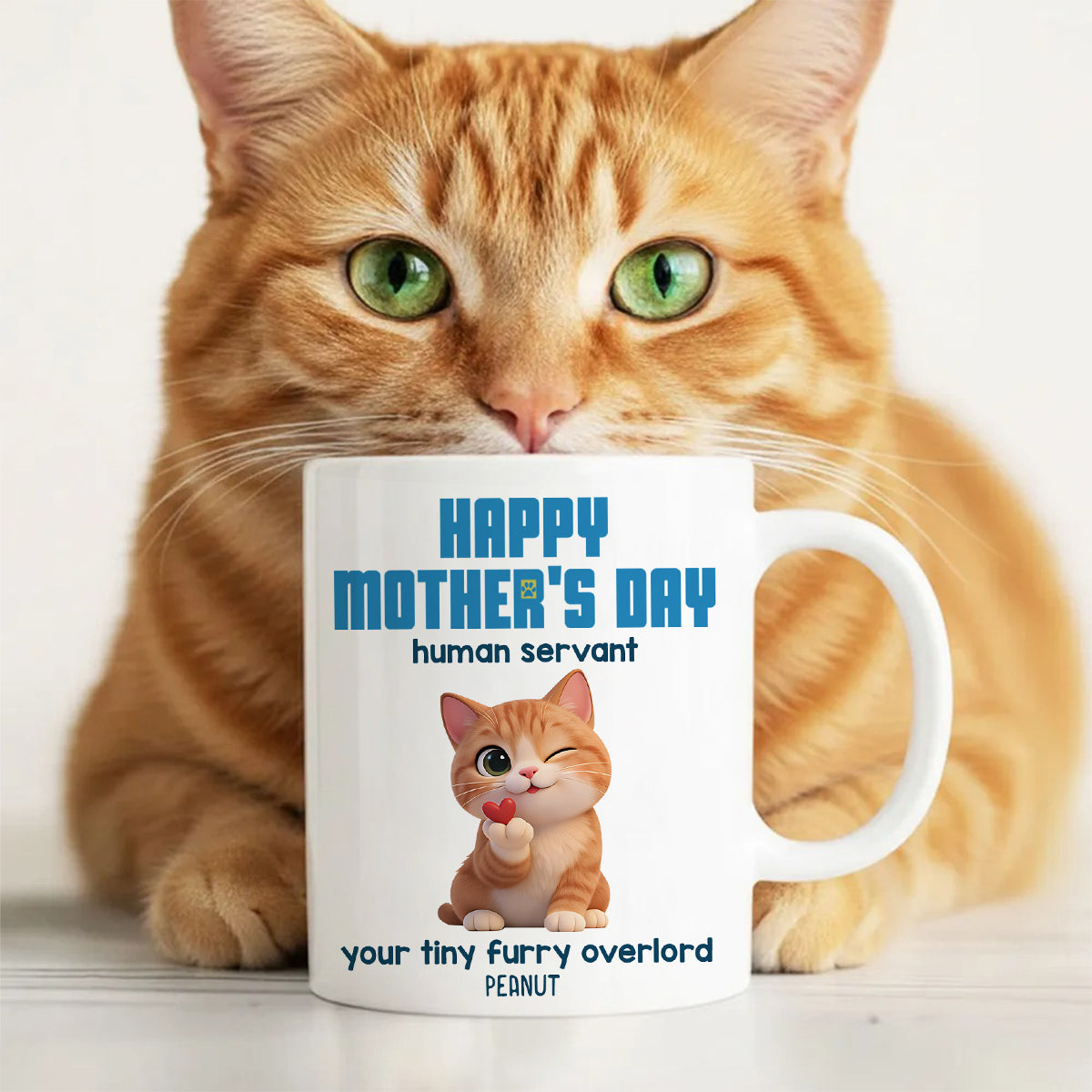 Happy Mother's Day Human Servant from Cute Fluffy Cats - Personalized Mug - Funny Gift for Cat Moms, Coffee Mug for Cat Lovers