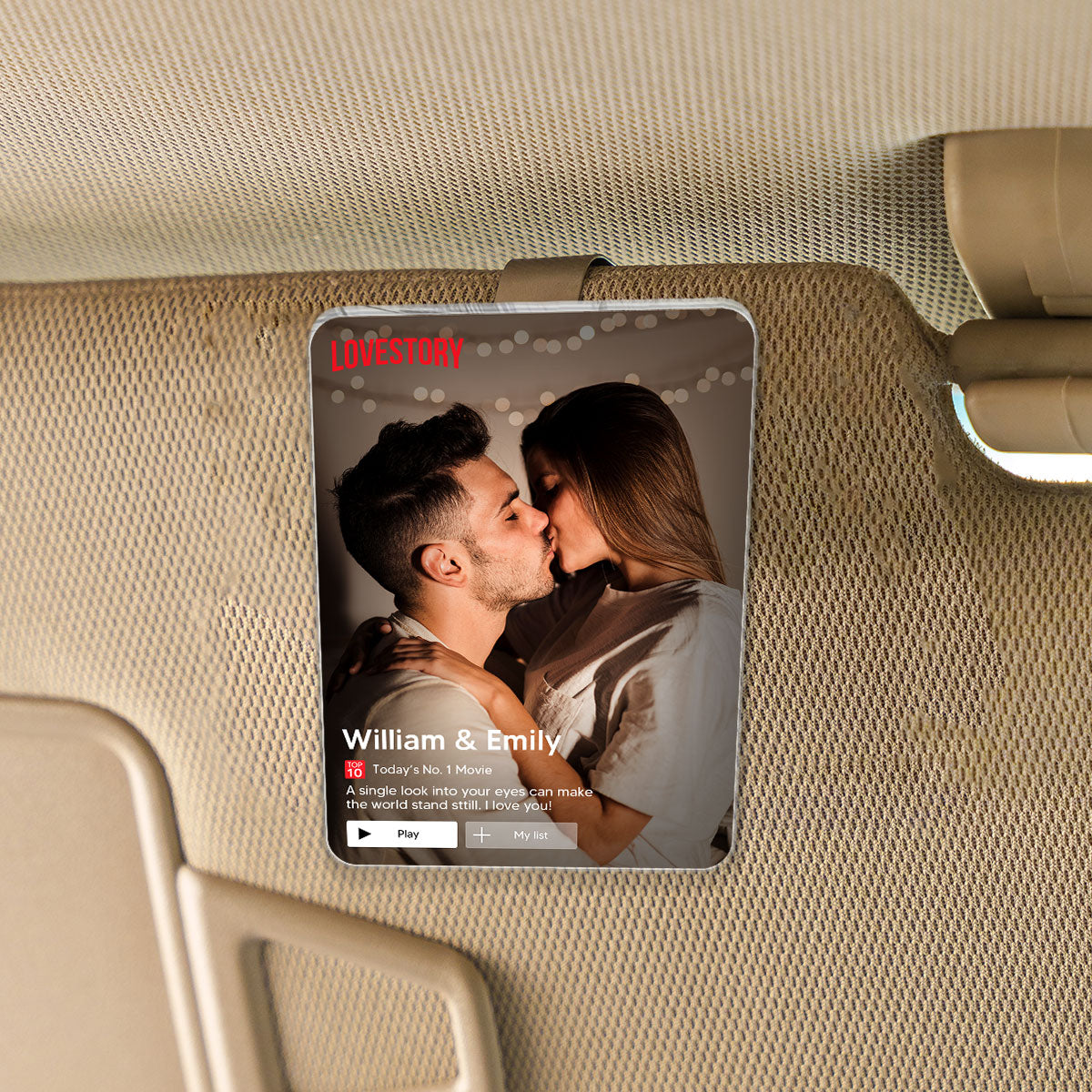 Couple Romantic Love Story - Personalized Acrylic Car Visor - Heartfelt Valentine, Anniversary Gift For Him, For Her