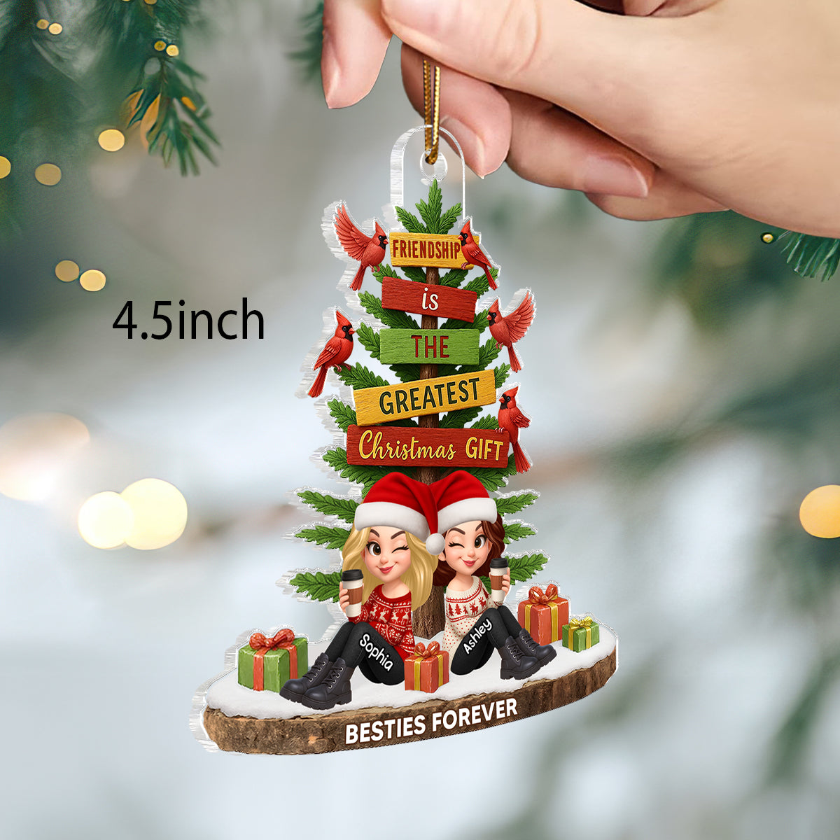 Friendship Is The Greatest Christmas Gift - Personalized Acrylic Ornament - Christmas Gift for Besties