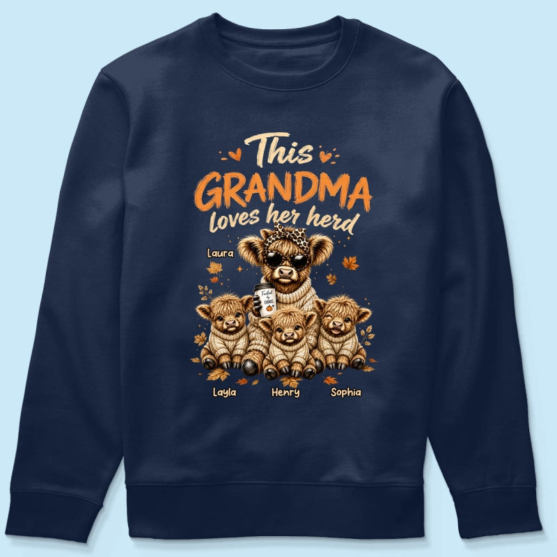 This Grandma Loves Her Herd Fall Season - Personalized Shirt - Cozy Autumn Tee for Grandma