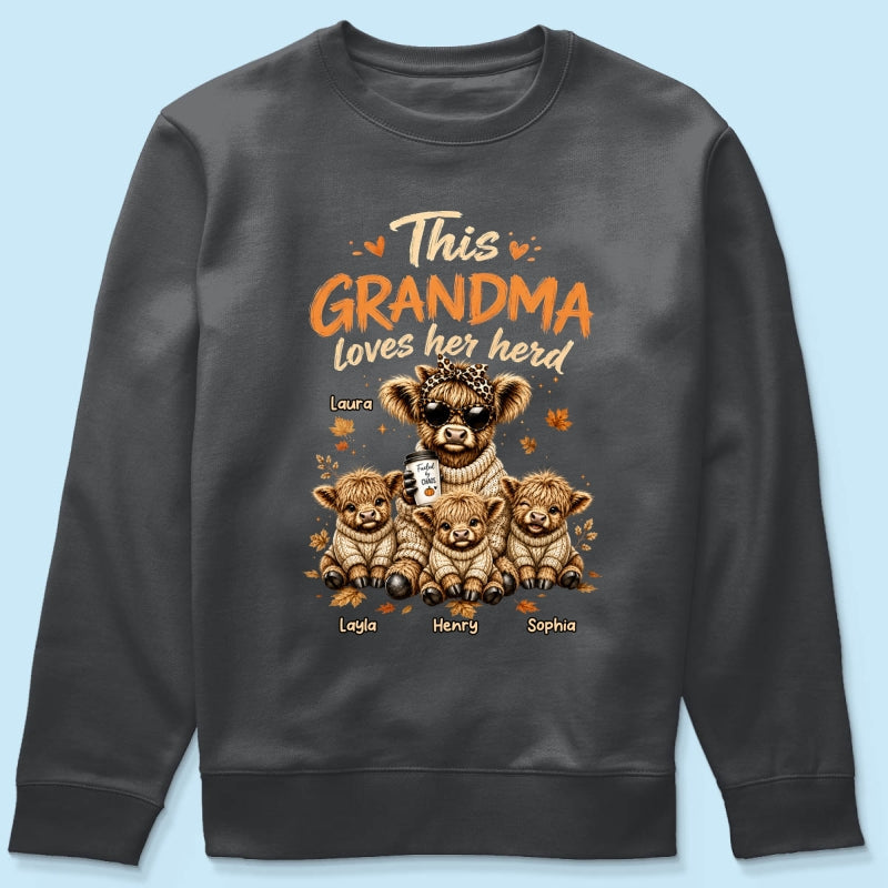 This Grandma Loves Her Herd Fall Season - Personalized Shirt - Cozy Autumn Tee for Grandma