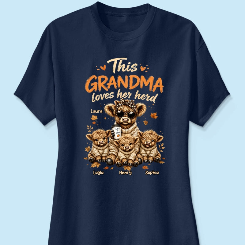 This Grandma Loves Her Herd Fall Season - Personalized Shirt - Cozy Autumn Tee for Grandma