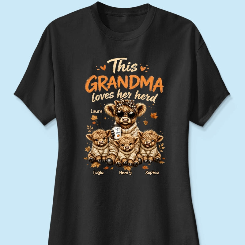 This Grandma Loves Her Herd Fall Season - Personalized Shirt - Cozy Autumn Tee for Grandma