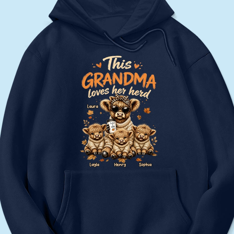 This Grandma Loves Her Herd Fall Season - Personalized Shirt - Cozy Autumn Tee for Grandma