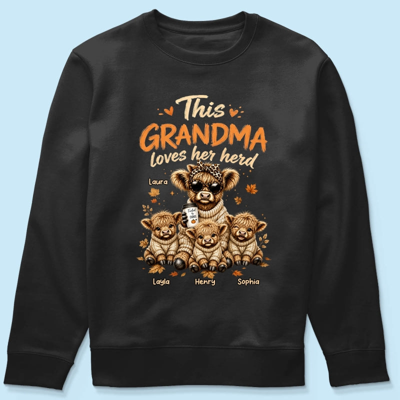 This Grandma Loves Her Herd Fall Season - Personalized Shirt - Cozy Autumn Tee for Grandma