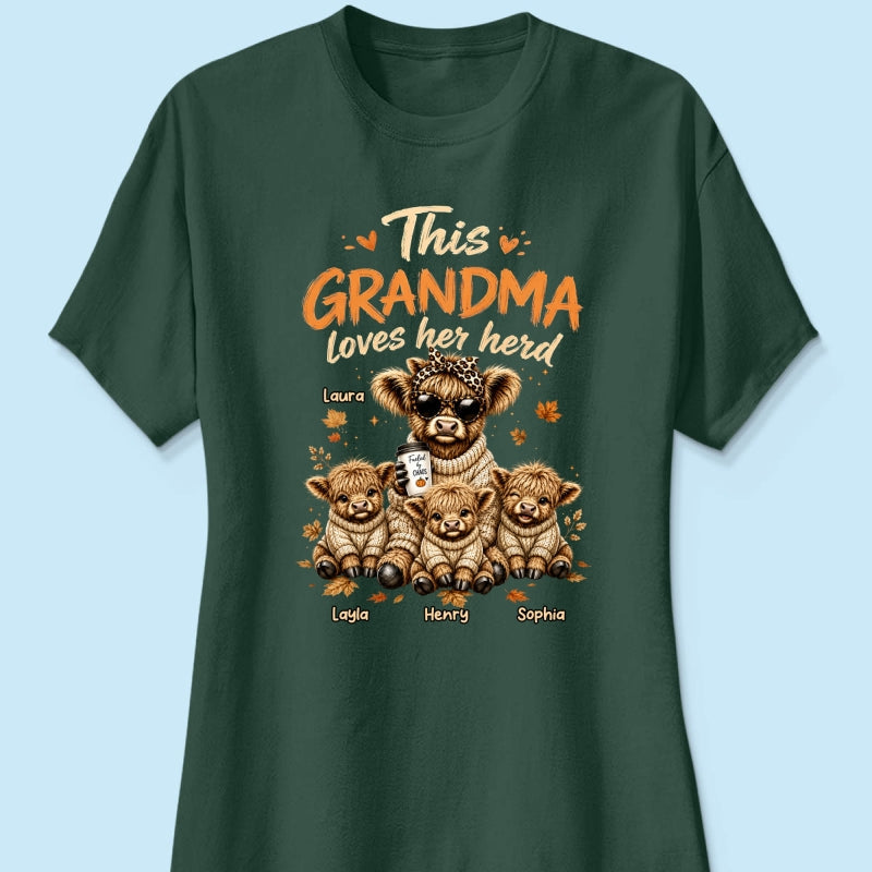 This Grandma Loves Her Herd Fall Season - Personalized Shirt - Cozy Autumn Tee for Grandma