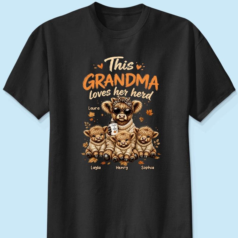 This Grandma Loves Her Herd Fall Season - Personalized Shirt - Cozy Autumn Tee for Grandma