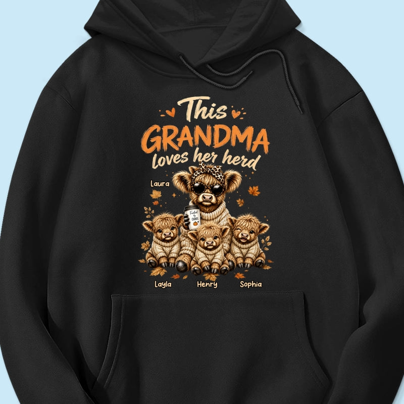 This Grandma Loves Her Herd Fall Season - Personalized Shirt - Cozy Autumn Tee for Grandma
