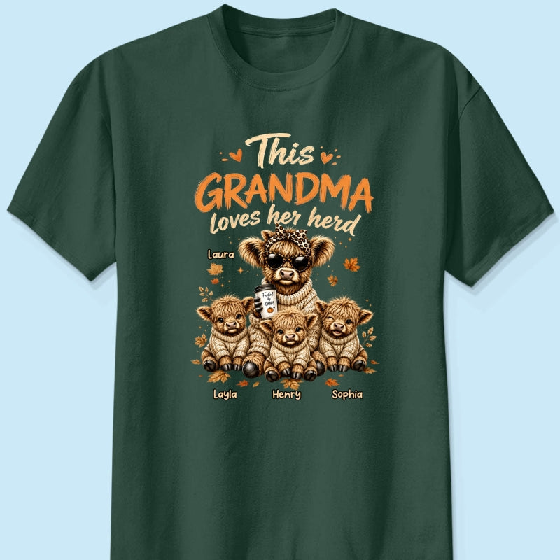 This Grandma Loves Her Herd Fall Season - Personalized Shirt - Cozy Autumn Tee for Grandma