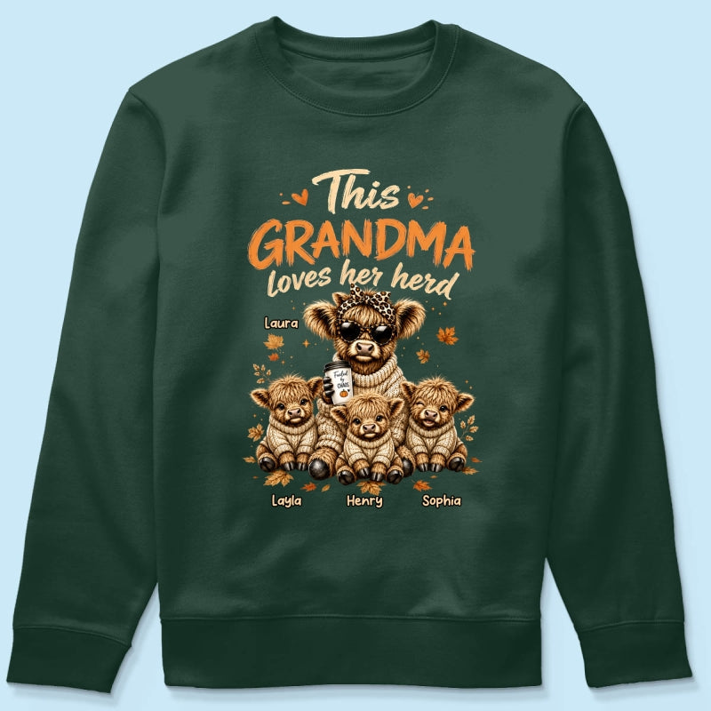 This Grandma Loves Her Herd Fall Season - Personalized Shirt - Cozy Autumn Tee for Grandma