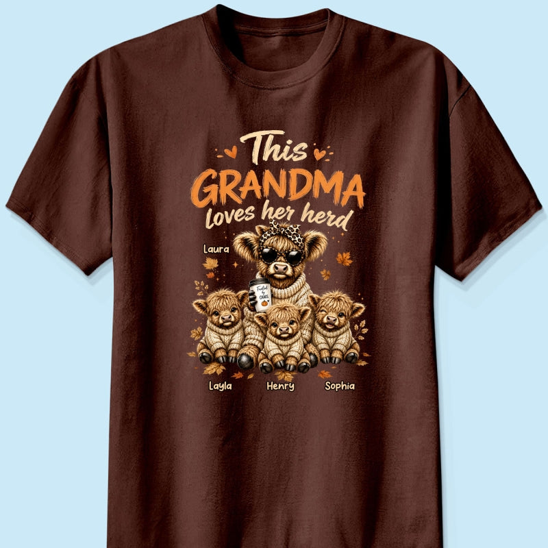 This Grandma Loves Her Herd Fall Season - Personalized Shirt - Cozy Autumn Tee for Grandma