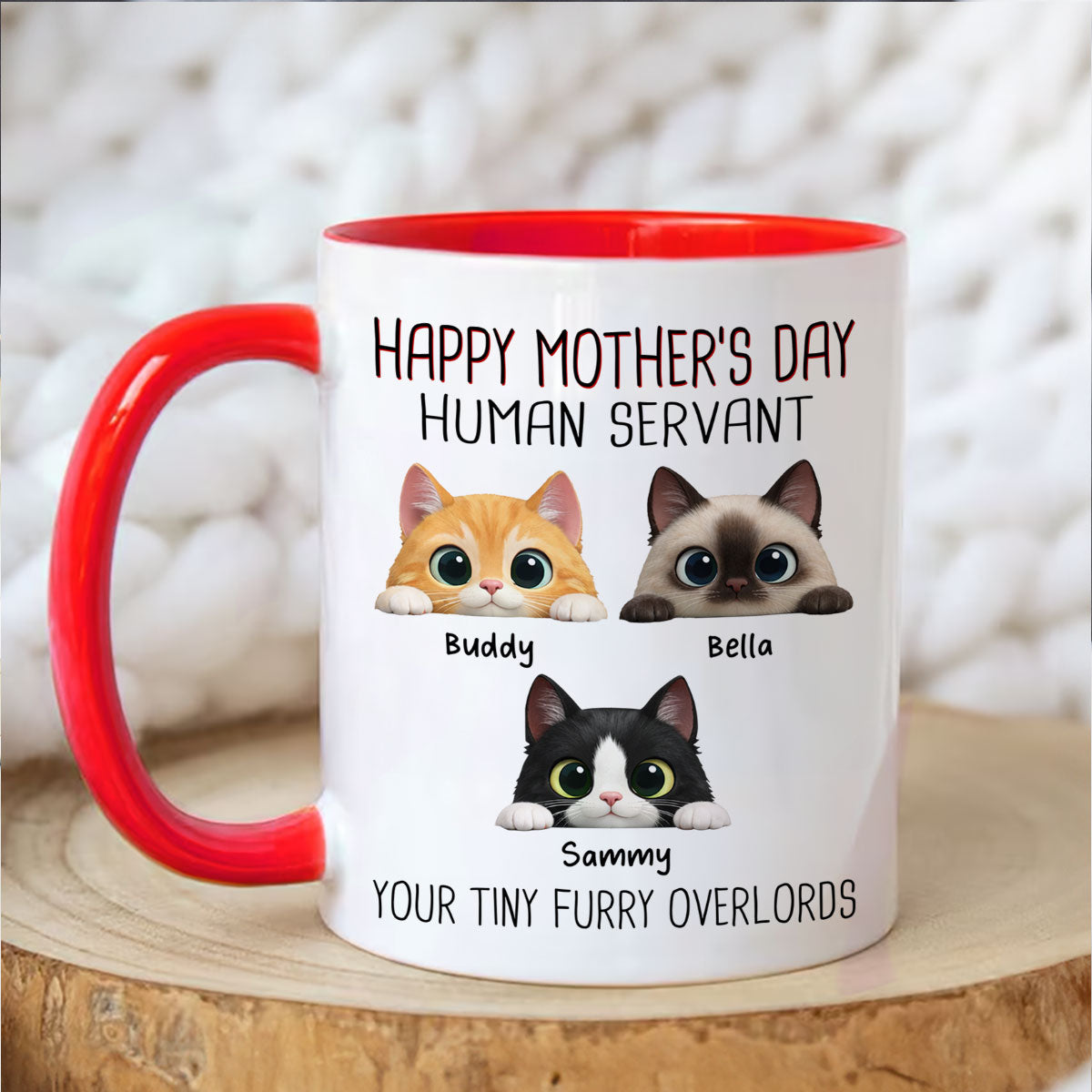 Happy Mother's Day Human Servant - Personalized Mug - Funny Gift for Cat Moms