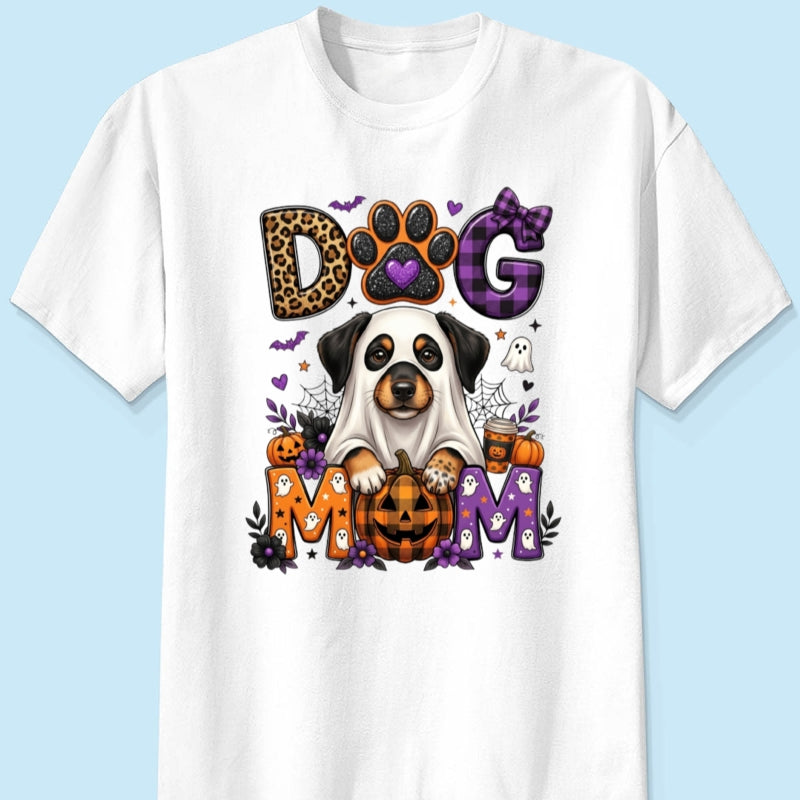 Halloween Dog Mom - Personalized Shirt - Custom Dog Photo, Fall Pumpkin Halloween Trendy Tee for Dog Moms