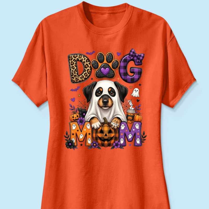 Halloween Dog Mom - Personalized Shirt - Custom Dog Photo, Fall Pumpkin Halloween Trendy Tee for Dog Moms