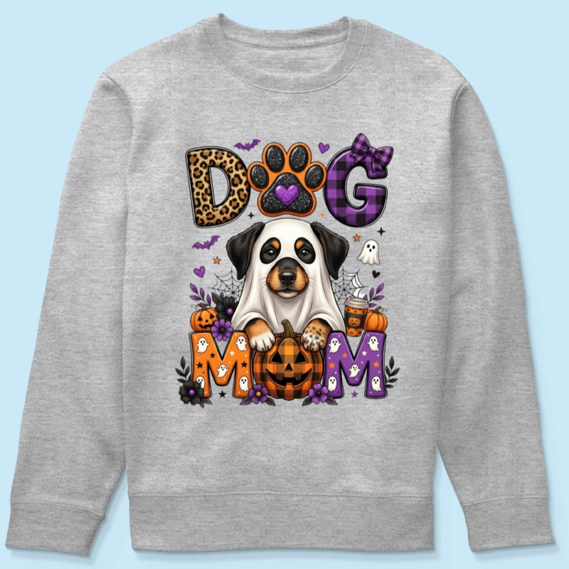 Halloween Dog Mom - Personalized Shirt - Custom Dog Photo, Fall Pumpkin Halloween Trendy Tee for Dog Moms