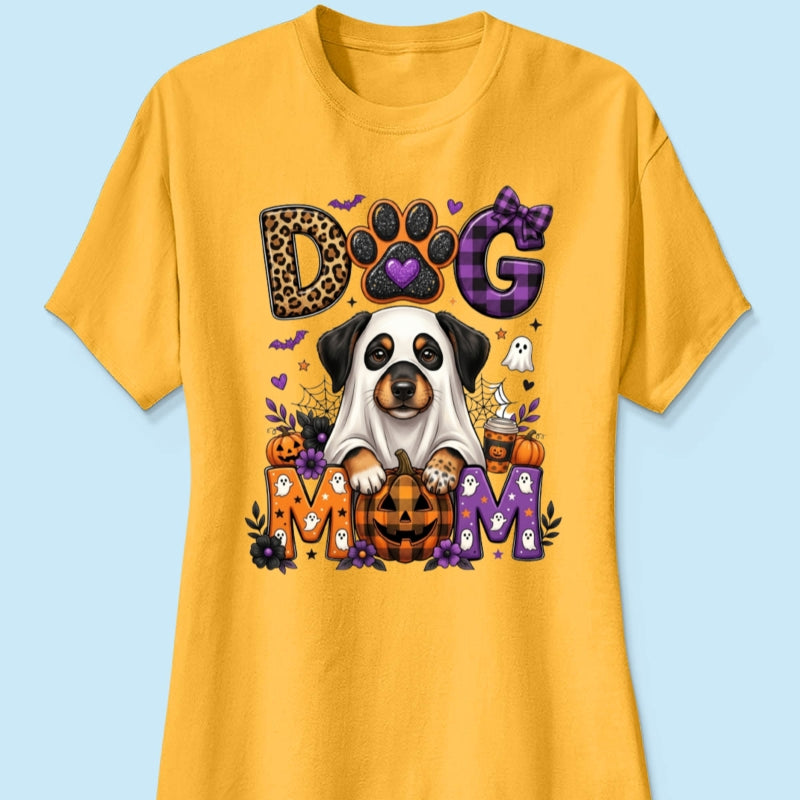 Halloween Dog Mom - Personalized Shirt - Custom Dog Photo, Fall Pumpkin Halloween Trendy Tee for Dog Moms