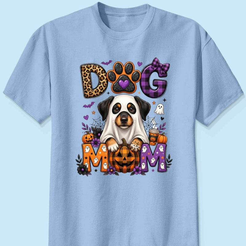 Halloween Dog Mom - Personalized Shirt - Custom Dog Photo, Fall Pumpkin Halloween Trendy Tee for Dog Moms