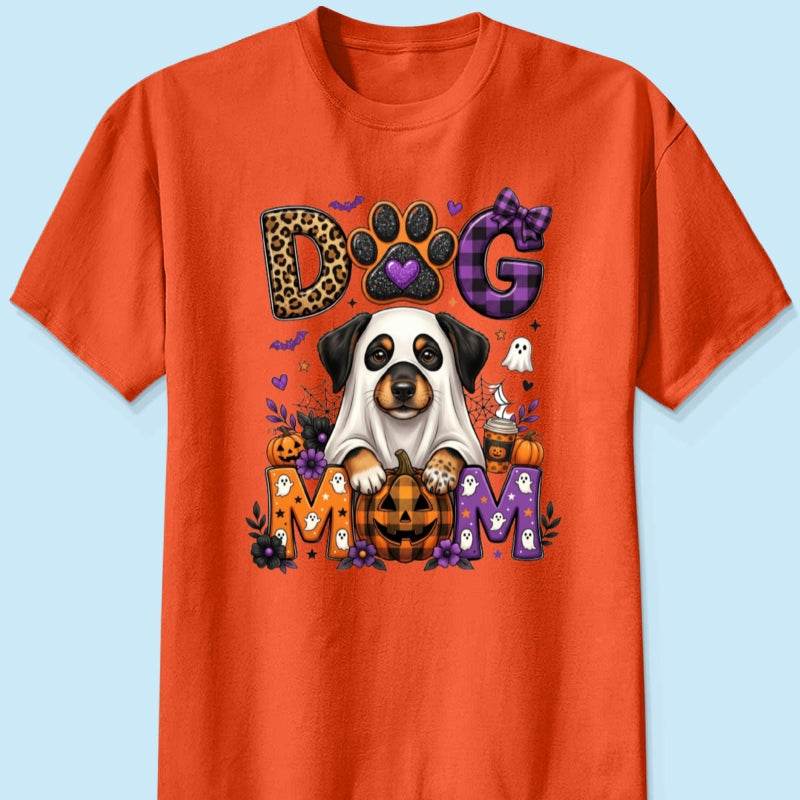 Halloween Dog Mom - Personalized Shirt - Custom Dog Photo, Fall Pumpkin Halloween Trendy Tee for Dog Moms