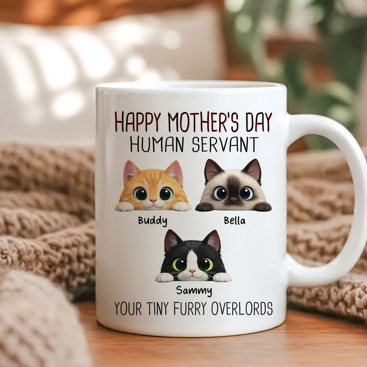 Happy Mother's Day Human Servant - Personalized Mug - Funny Gift for Cat Moms