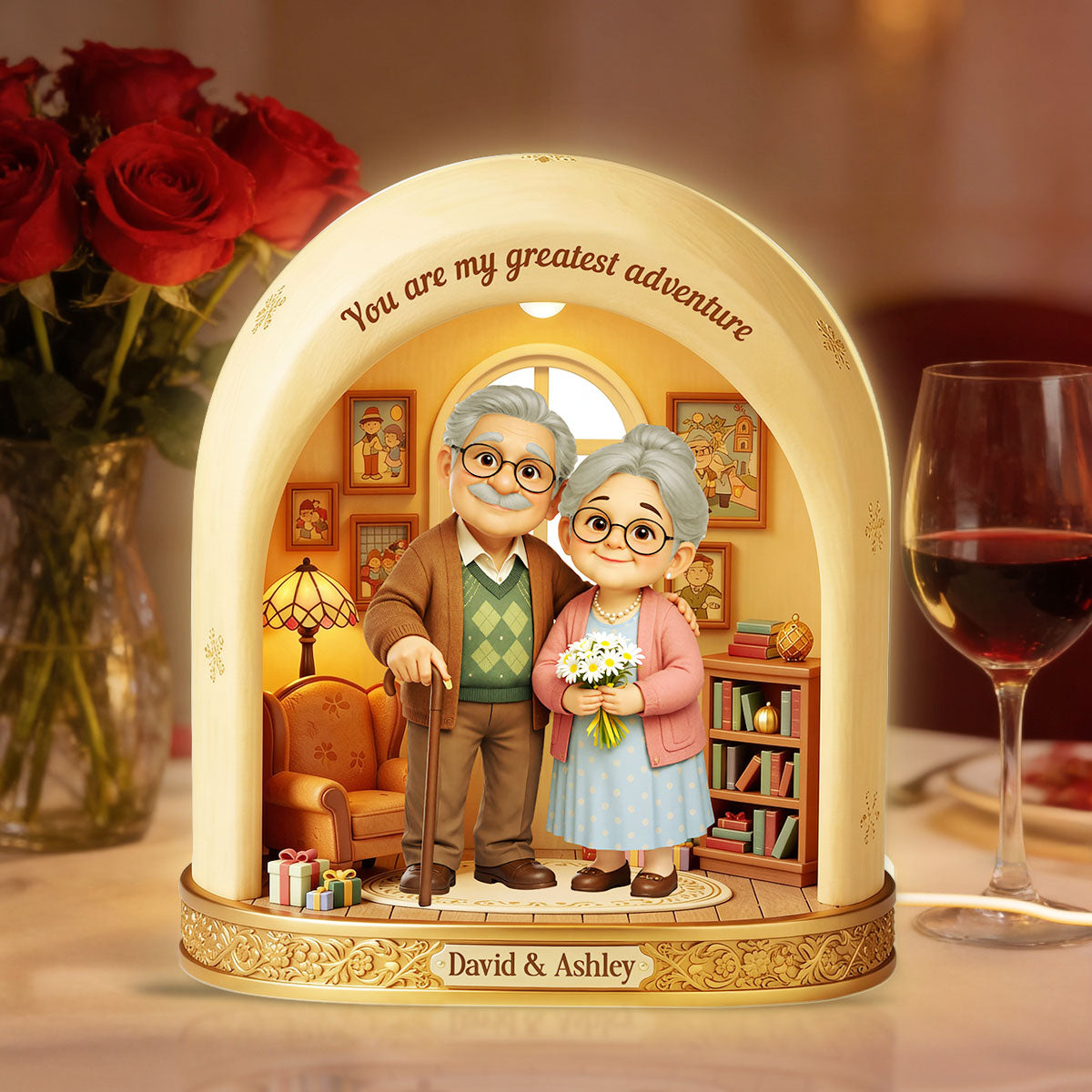 A Lifetime Adventure Old Couple - Personalized Light Box - Anniversary, Valentine's Day Gift, Gift For Him, Gift For Her