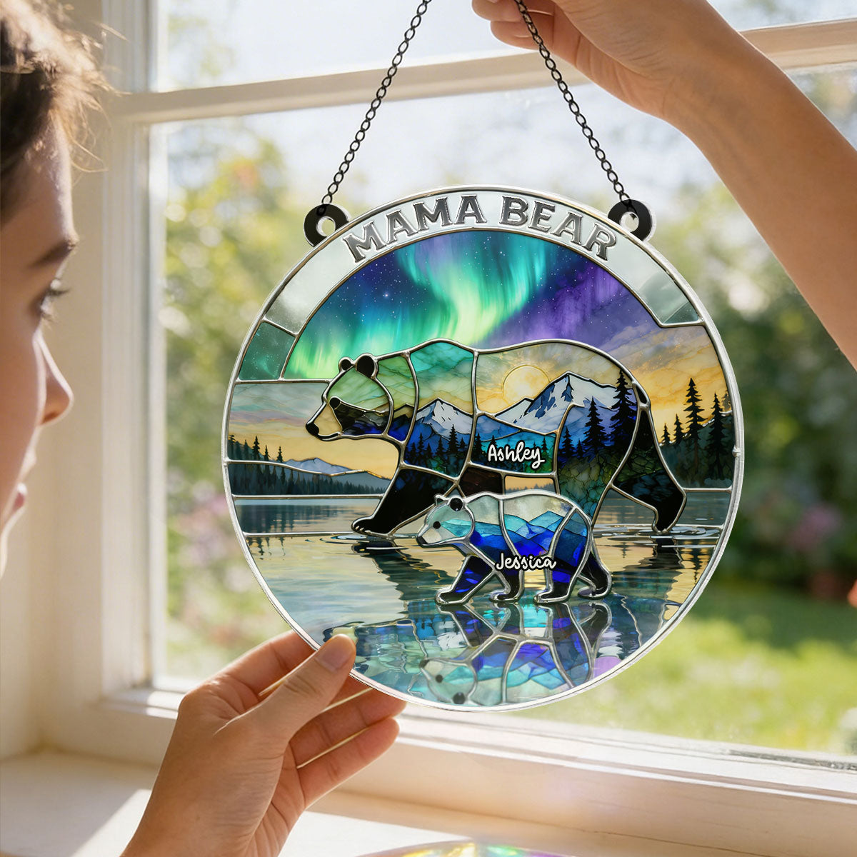 Mama Bear - Personalized Acrylic Suncatcher - Heartfelt Mother's Day Gift for Mom, Wife