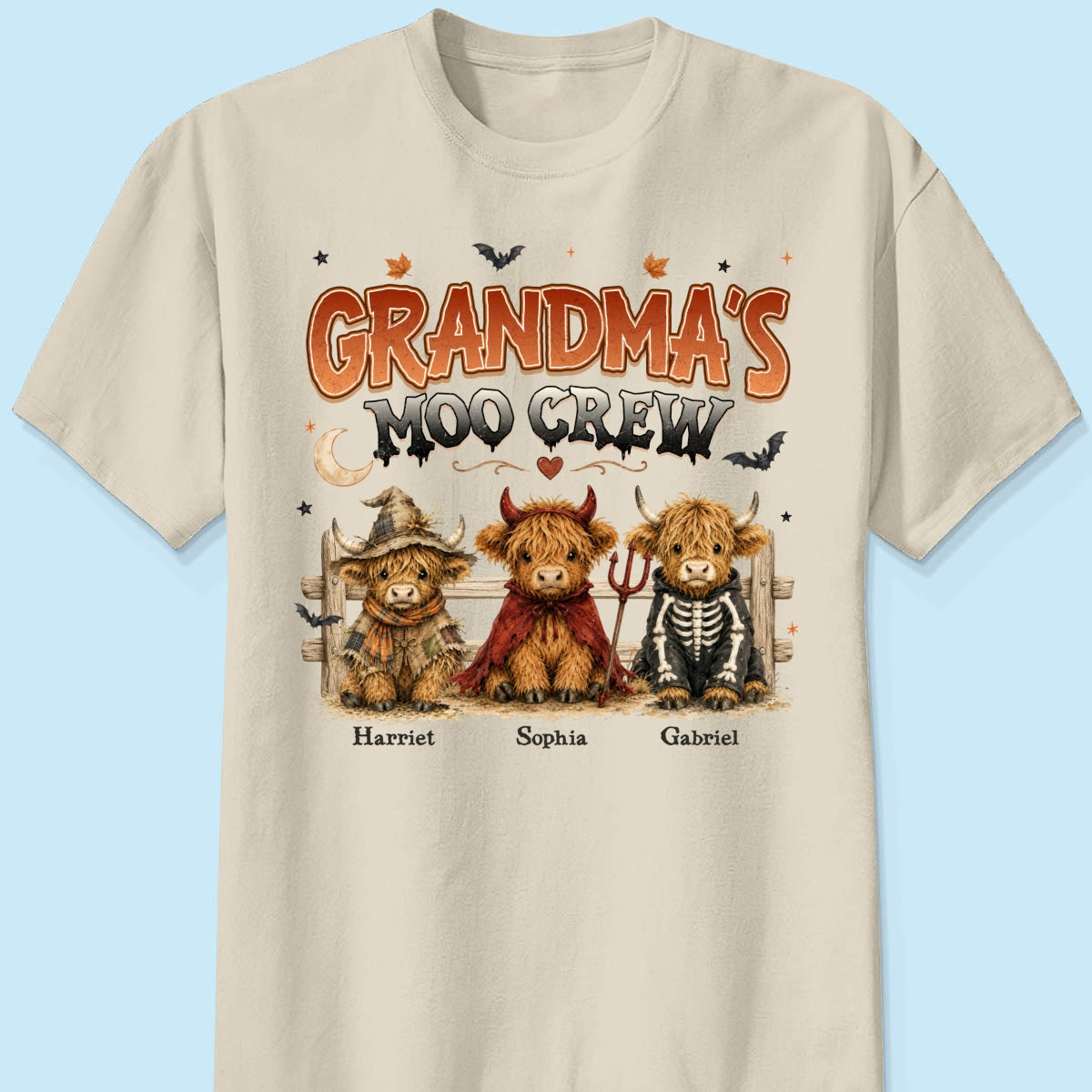 Grandma's Moo Crew Halloween Costume Highland Cows - Personalized Shirt - Halloween Gift For Grandma
