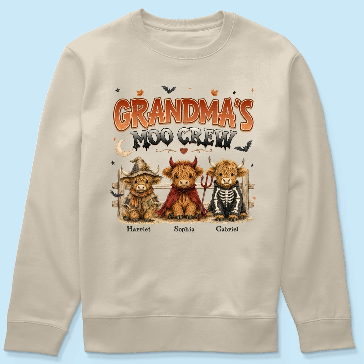 Grandma's Moo Crew Halloween Costume Highland Cows - Personalized Shirt - Halloween Gift For Grandma